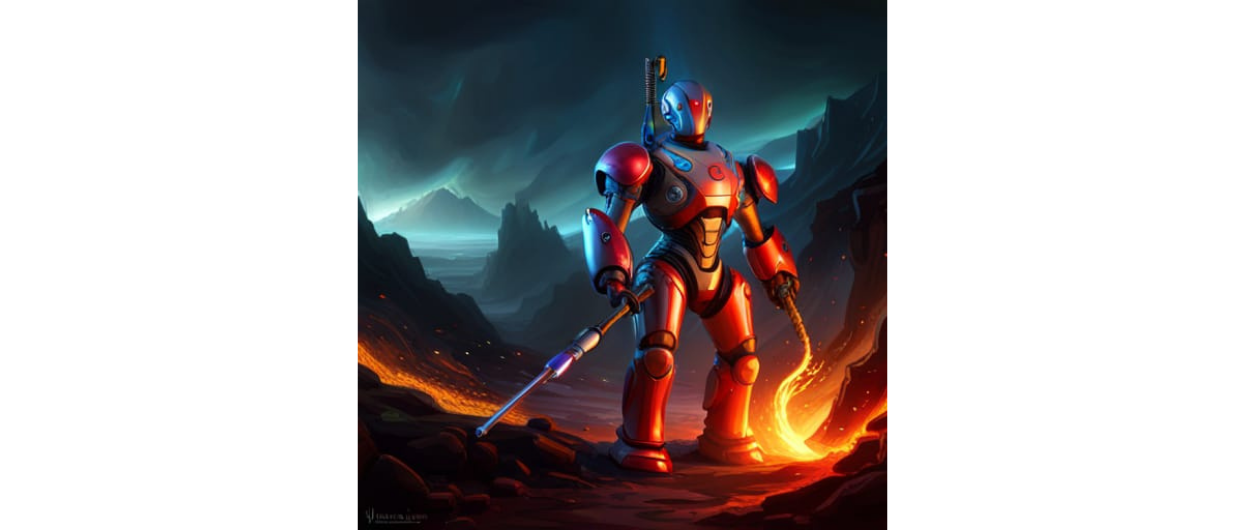 Humanoid robot with a flamethrower